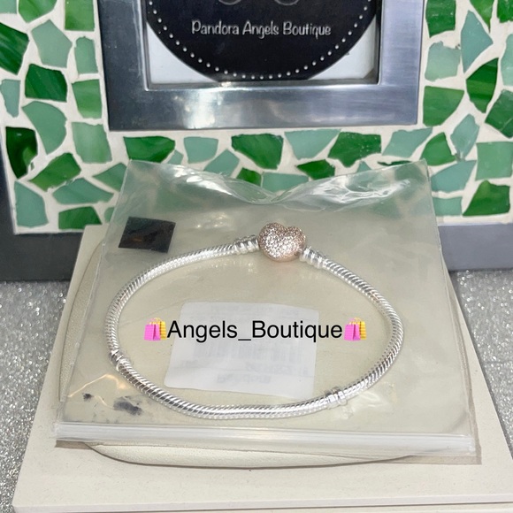New Pandora Moments Rose Gold Pave’ Heart Clasp - Picture 1 of 7